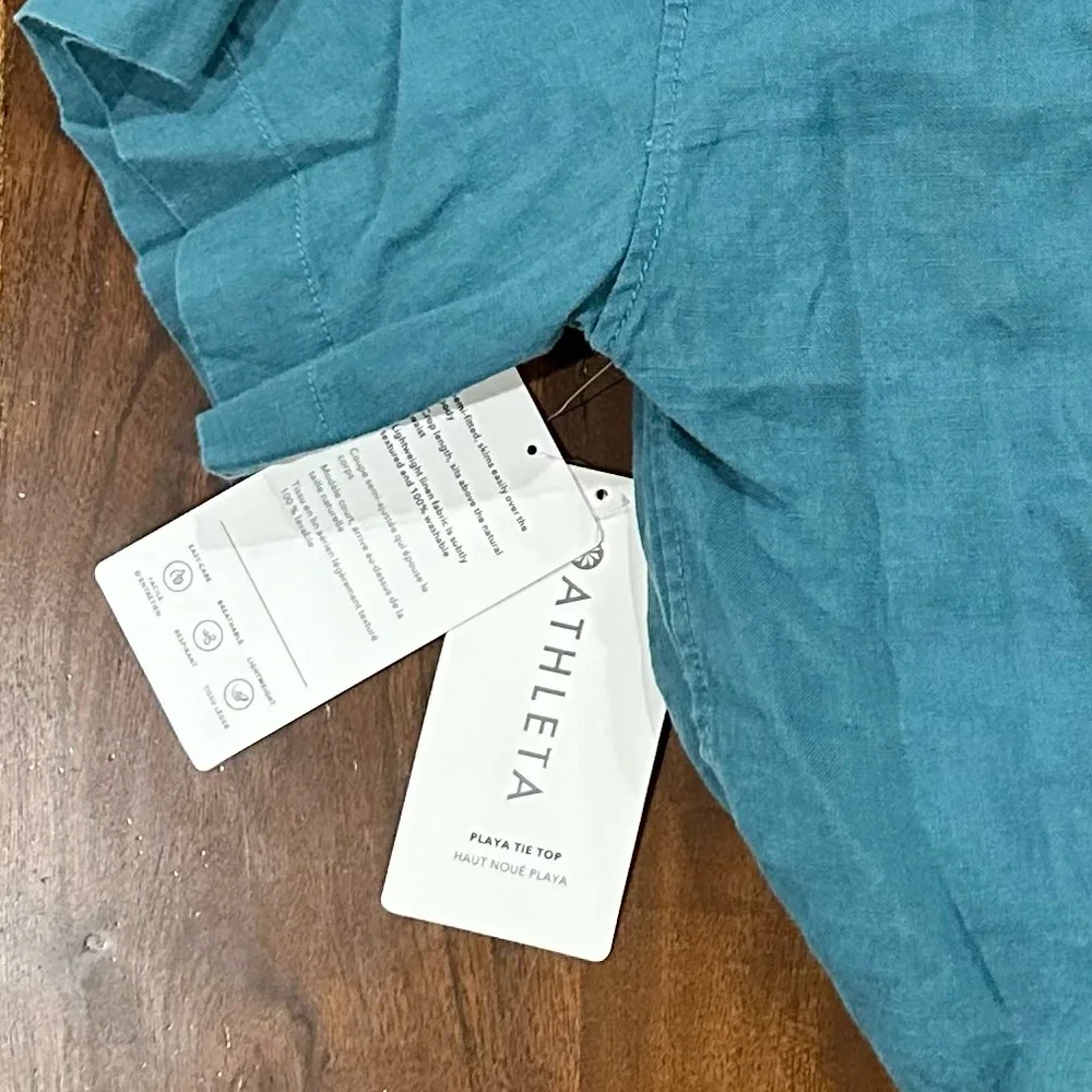 New! Athleta Playa 100% Linen Tie Top Size Small